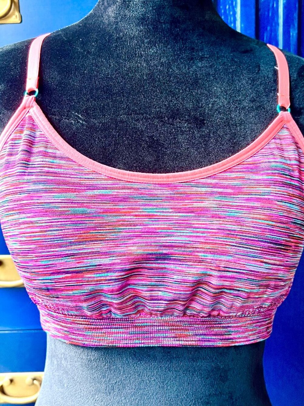 Ideology Athletic Hot Pink Striped Racerback Sports Bra XL Removable cups